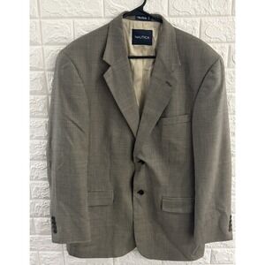 NAUTICA MENS BLAZER JACKET‎ SIZE 42R BROWN 100% WOOL LONG SLEEVE